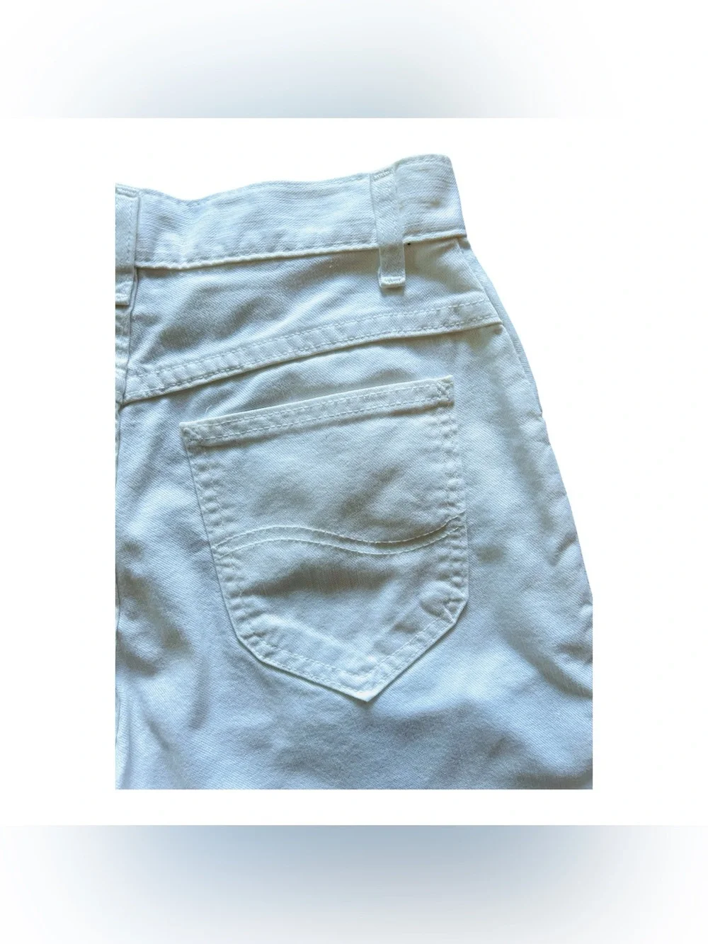 Vtg 80s 90s LEE White High Rise Denim Jean Mom Shorts Sz 6 Small Boho Summer